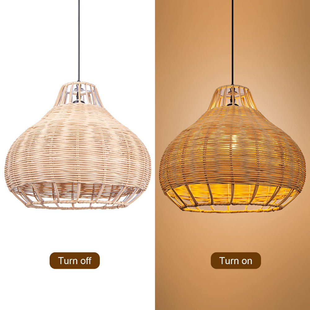 Hand-Woven Rattan Wicker Chandelier