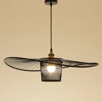 Wide Flat Bamboo Pendant in Black or Log
