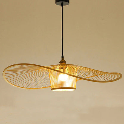 Wide Flat Bamboo Pendant in Black or Log