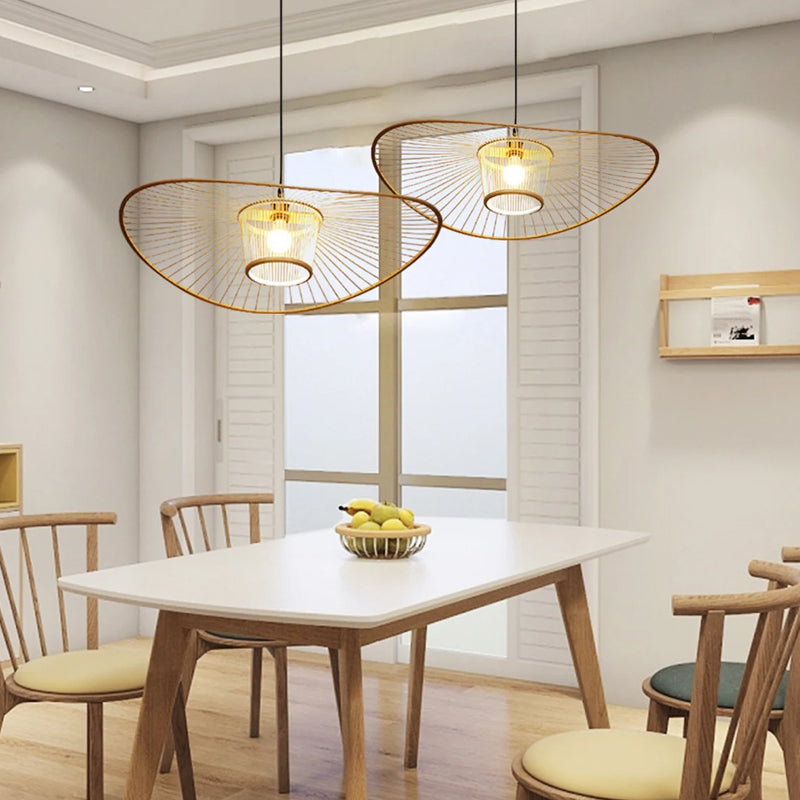 Wide Flat Bamboo Pendant in Black or Log