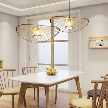 Wide Flat Bamboo Pendant in Black or Log