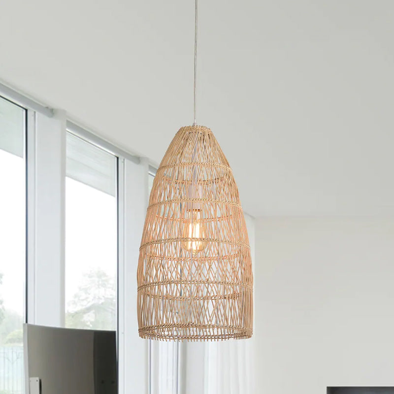 Natural Rattan Tall Bell Pendant