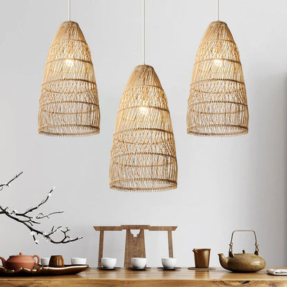 Natural Rattan Tall Bell Pendant