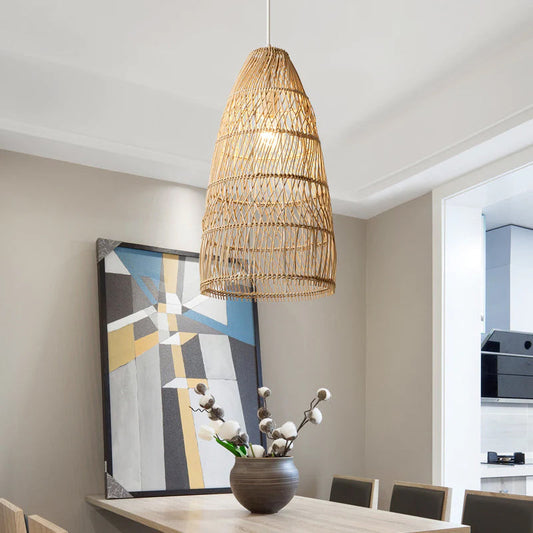Natural Rattan Tall Bell Pendant