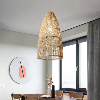Natural Rattan Tall Bell Pendant