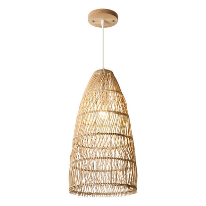 Natural Rattan Tall Bell Pendant