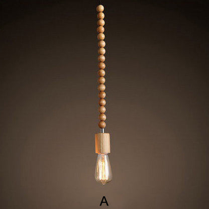 Solid Wood Bead Chain Pendant Light