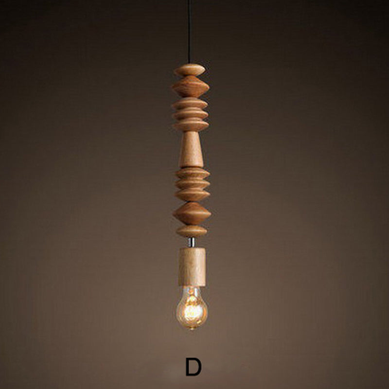 Solid Wood Bead Chain Pendant Light
