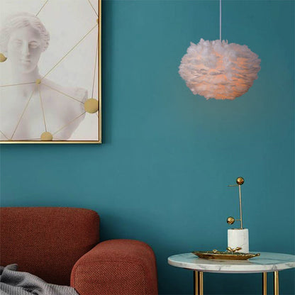 Feather Pendant Light in White or Grey