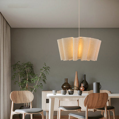 Wavy Ruffled Linen Drum Pendant