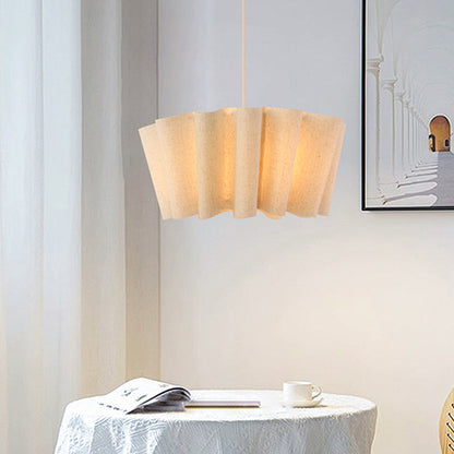 Wavy Ruffled Linen Drum Pendant