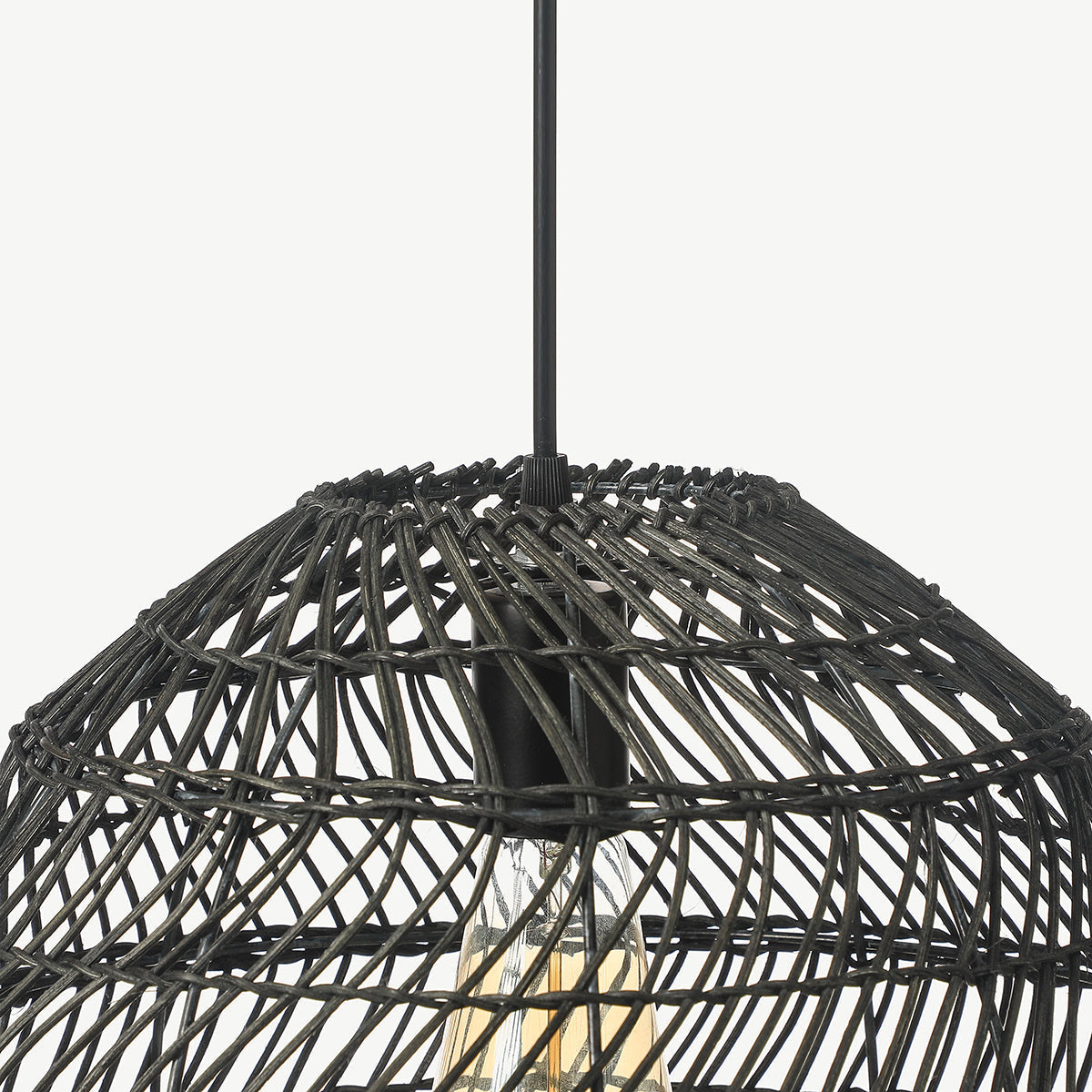 Black Rattan Basket Pendant Shade