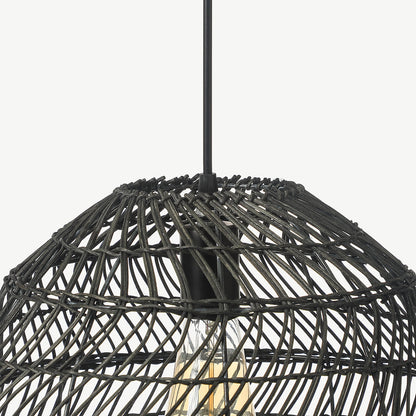 Black Rattan Basket Pendant Shade