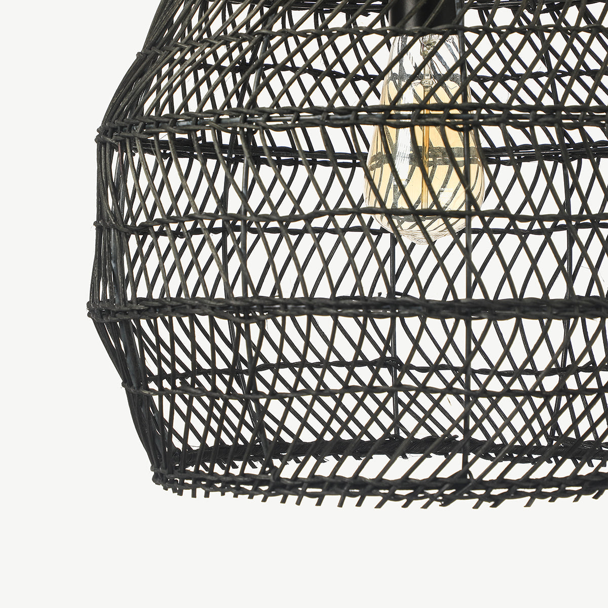 Black Rattan Basket Pendant Shade