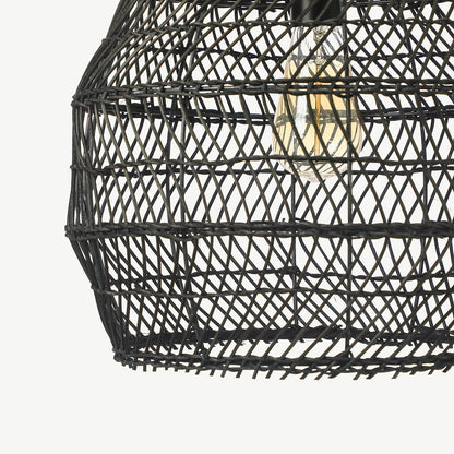 Black Rattan Basket Pendant Shade