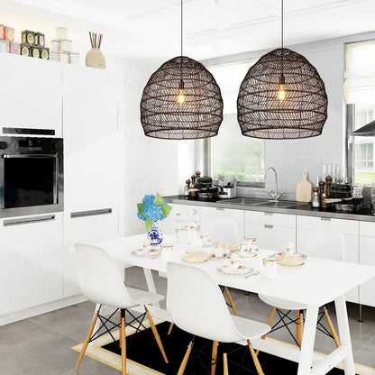 Black Rattan Basket Pendant Shade