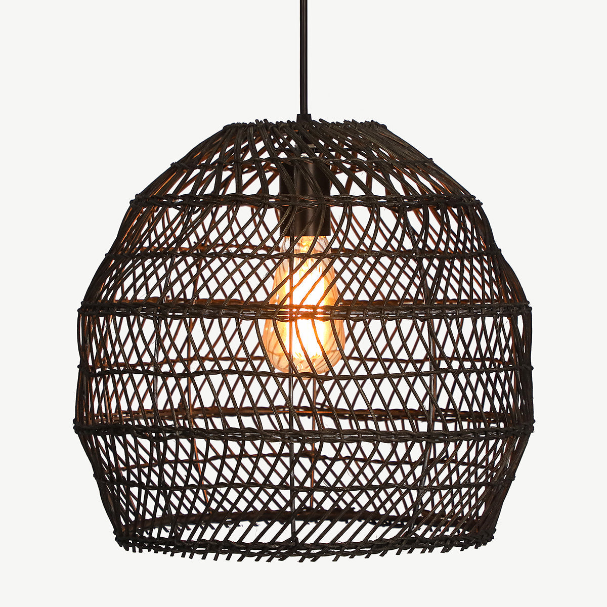 Black Rattan Basket Pendant Shade