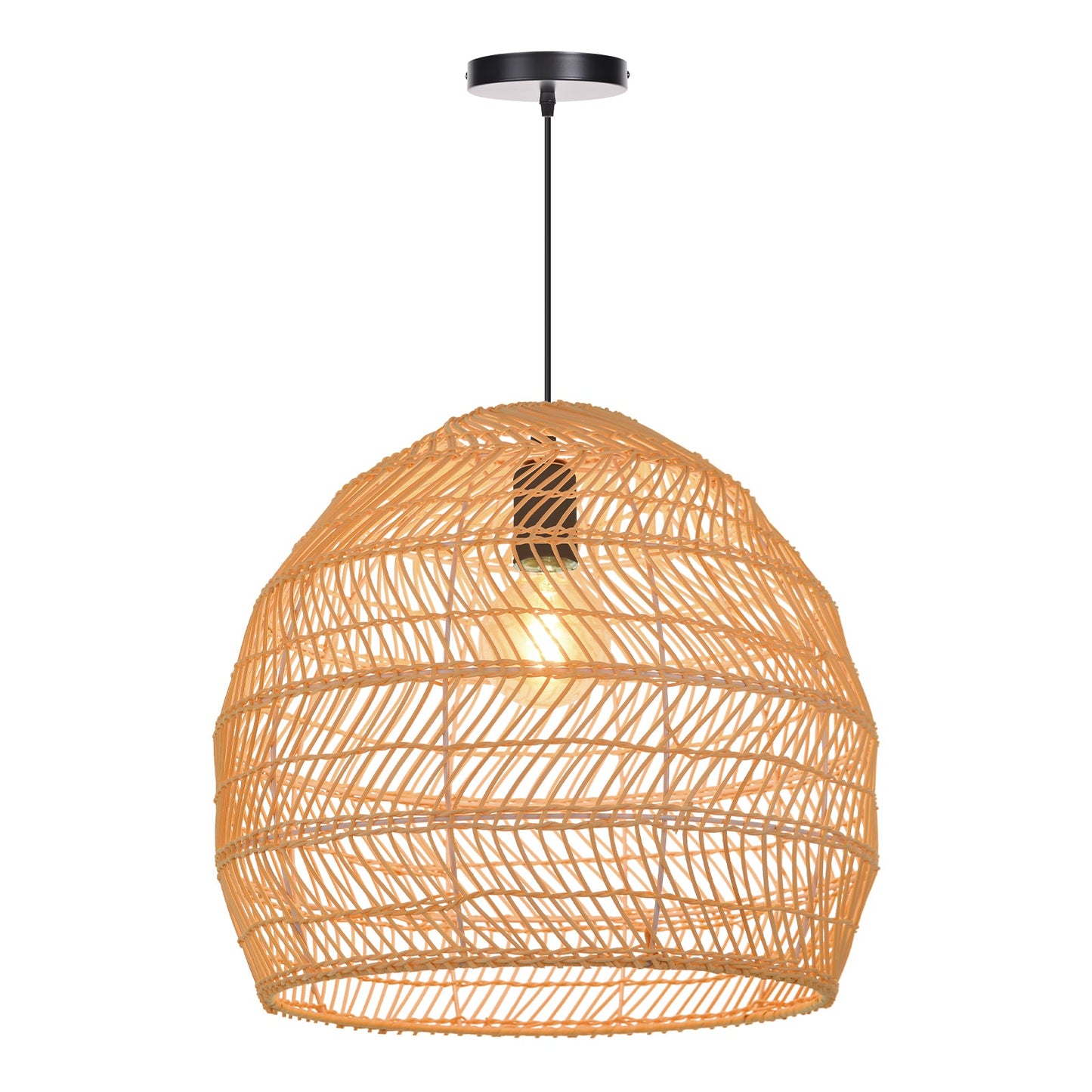 Hand-Woven Rattan Dome Pendant