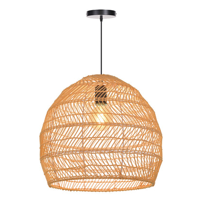 Hand-Woven Rattan Dome Pendant