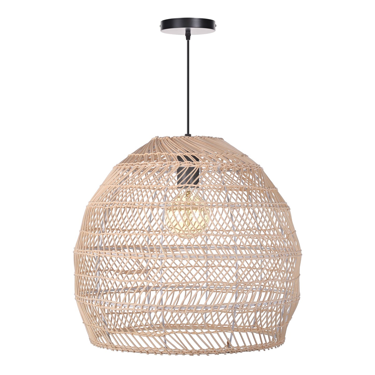 Hand-Woven Rattan Dome Pendant