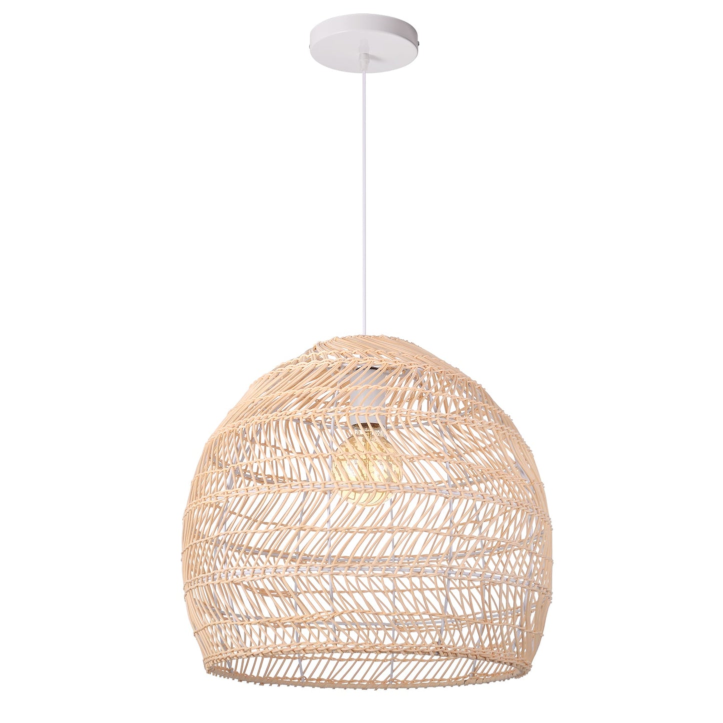 Hand-Woven Rattan Dome Pendant
