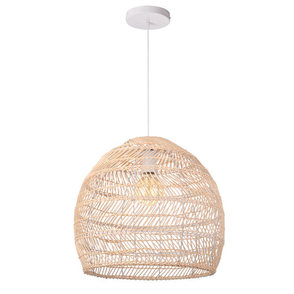 Hand-Woven Rattan Dome Pendant