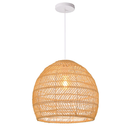 Hand-Woven Rattan Dome Pendant