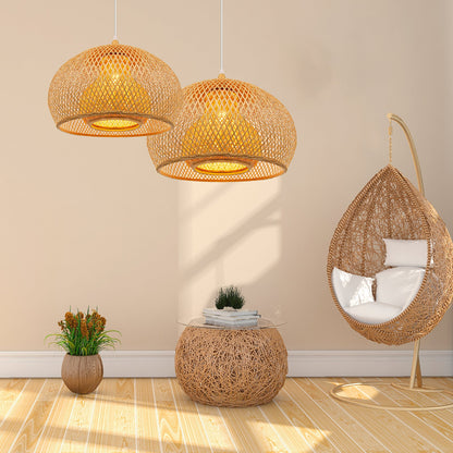 Double-Layer Hand-Woven Bamboo Pendant