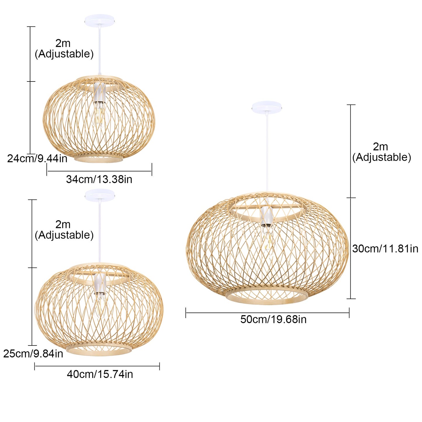 Boho Bamboo Wicker Hanging Lamp