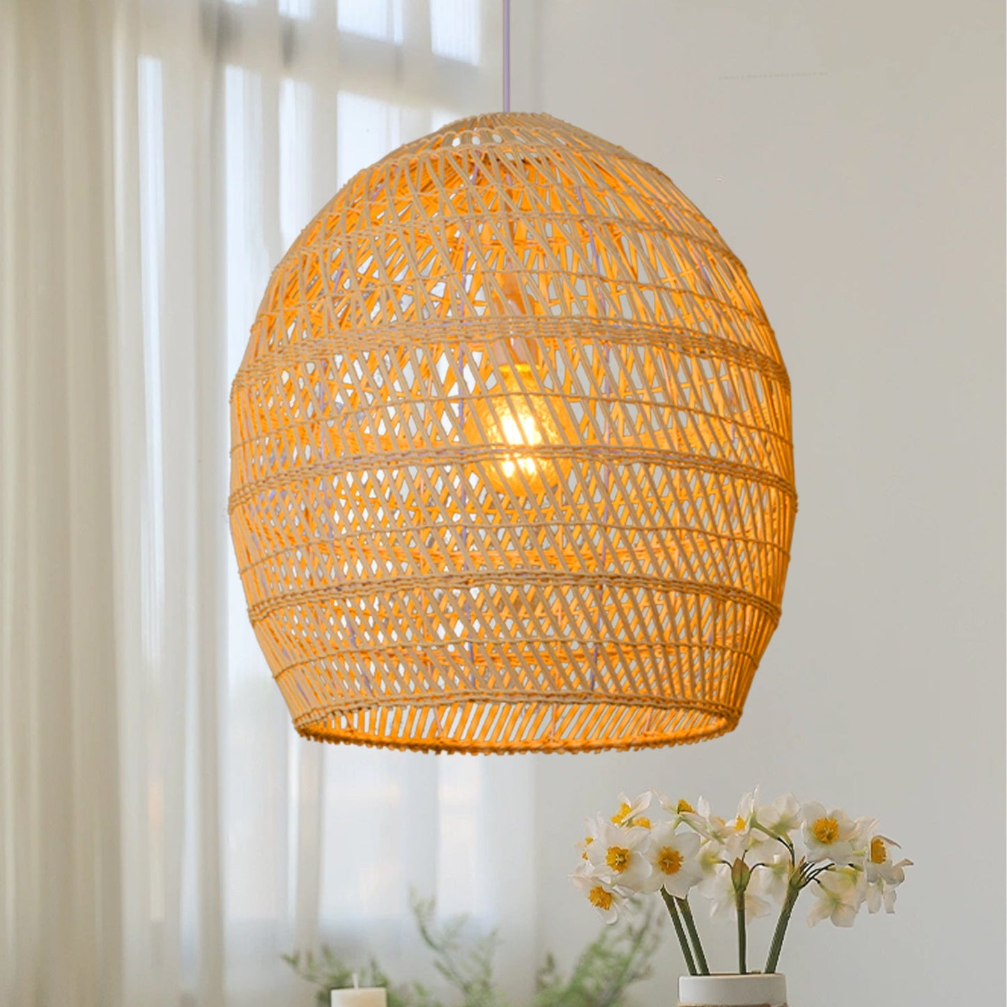 Wicker Woven Rattan Hanging Light