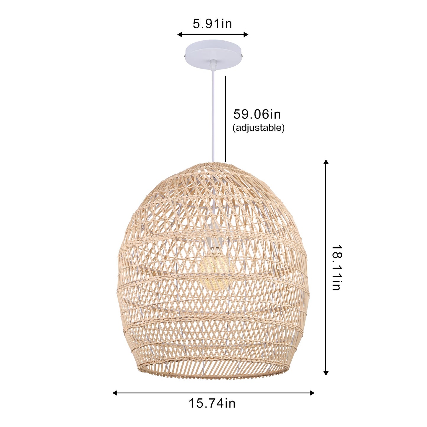 Wicker Woven Rattan Hanging Light
