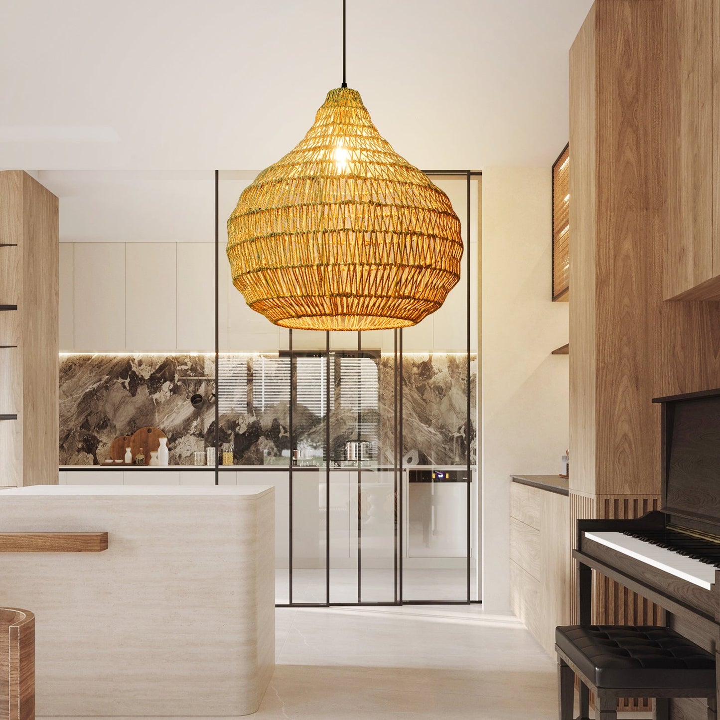 Traditional Woven Shade Pendant Light