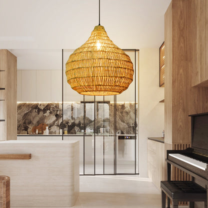 Traditional Woven Shade Pendant Light