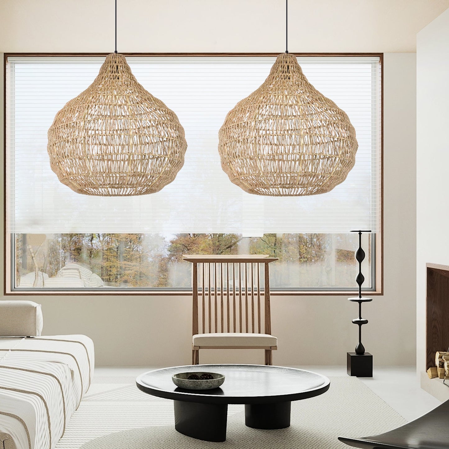 Traditional Woven Shade Pendant Light
