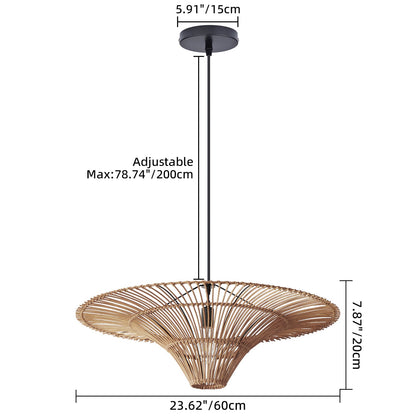 Large Rattan Wide-Brim Hat Pendant