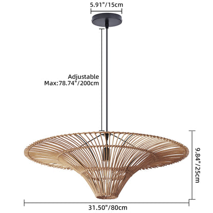 Large Rattan Wide-Brim Hat Pendant