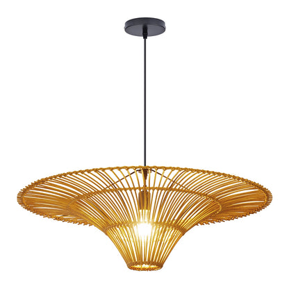 Large Rattan Wide-Brim Hat Pendant