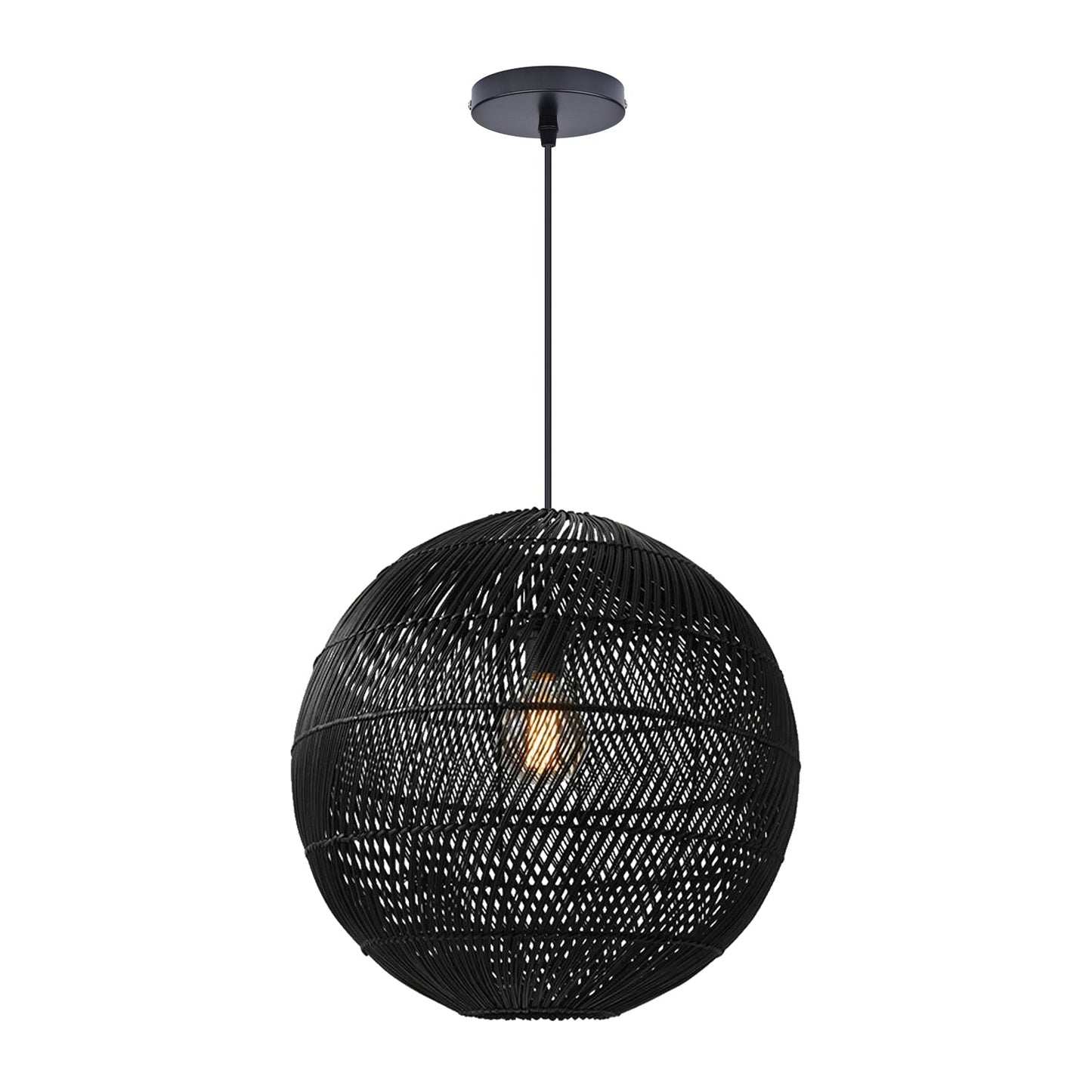 Hand-Woven Rattan Globe Orb Pendant