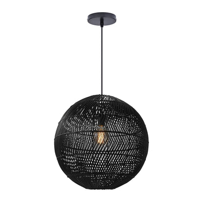 Hand-Woven Rattan Globe Orb Pendant