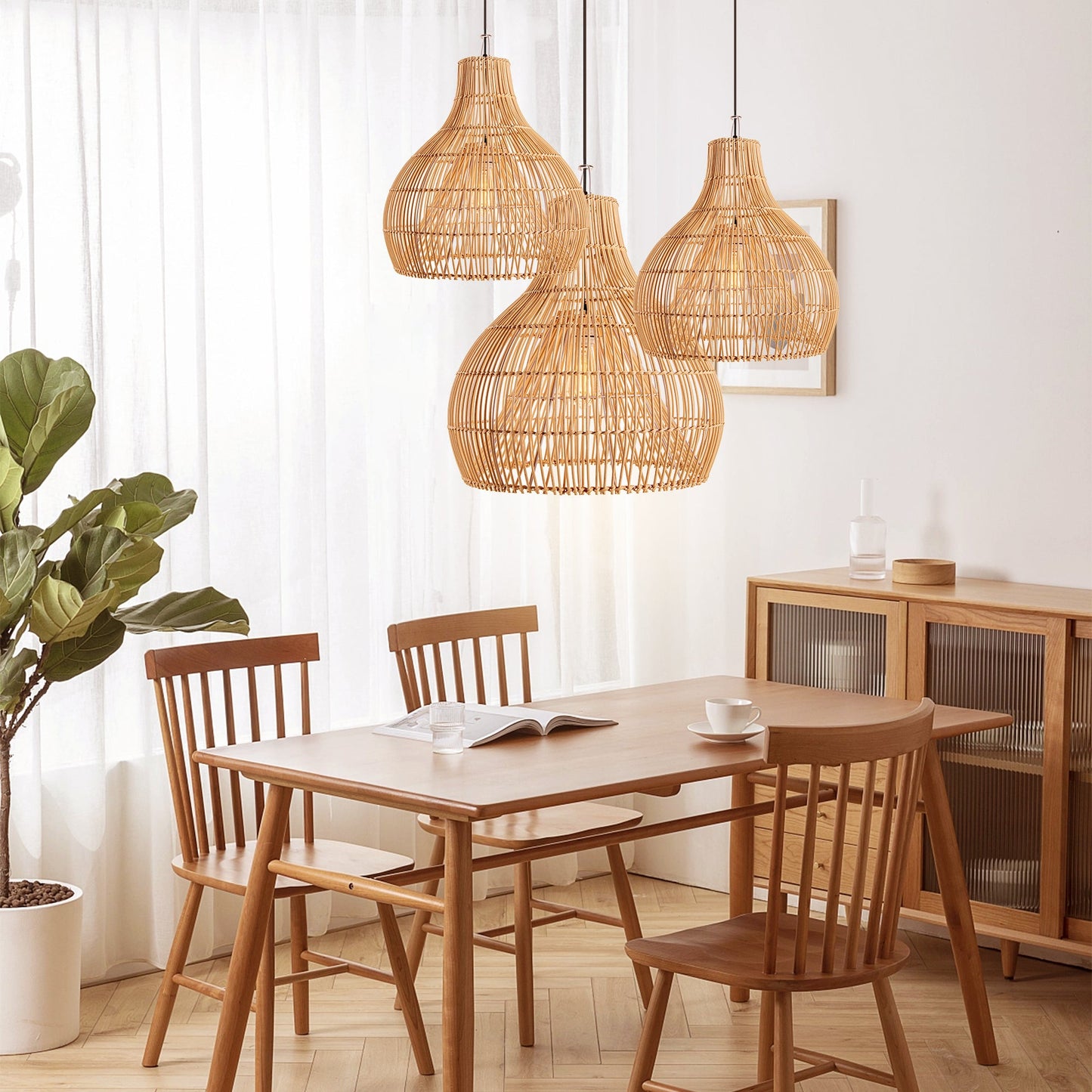 Rattan Gourd Pendant Light