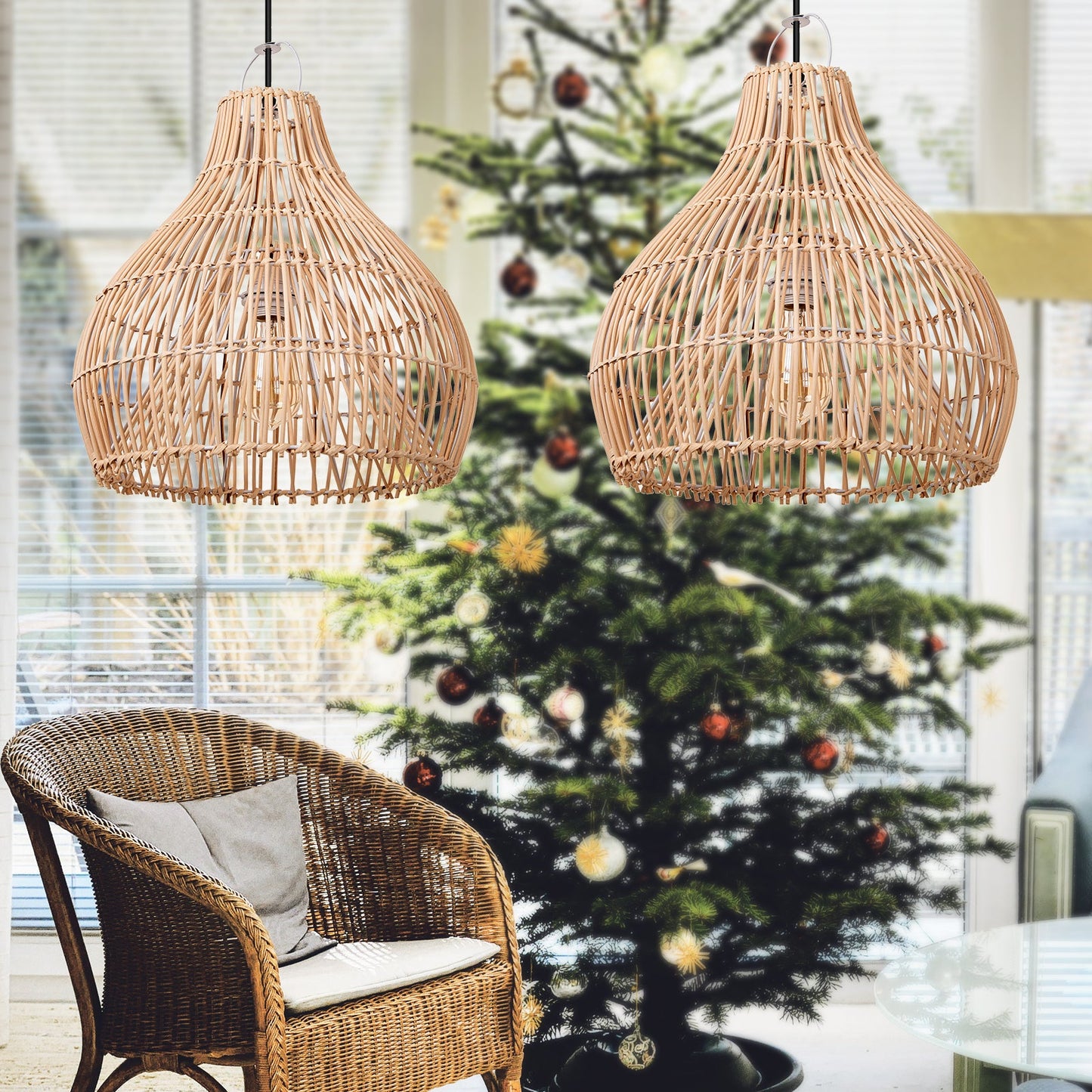 Rattan Gourd Pendant Light