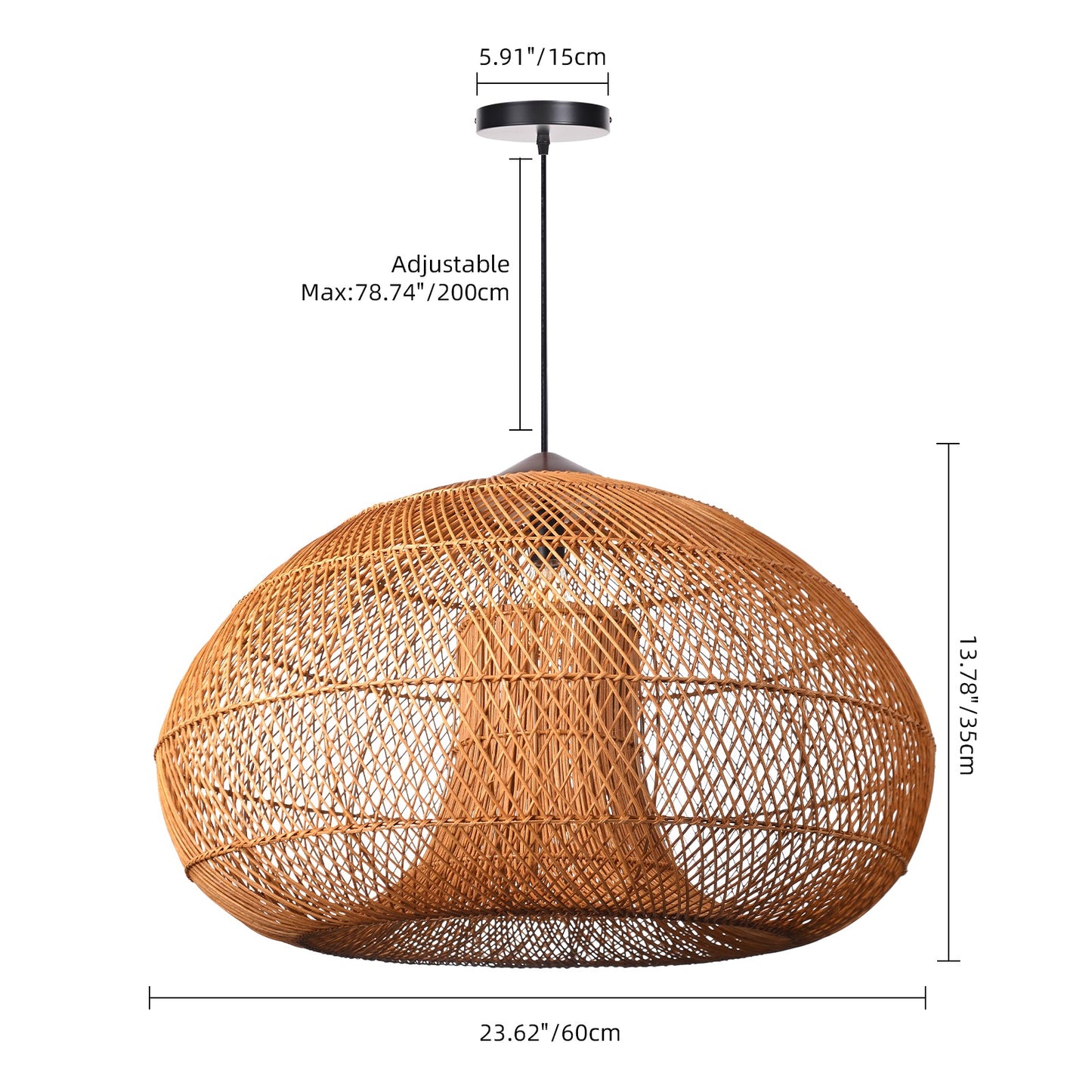 Double-Layer Rattan Basket Chandelier