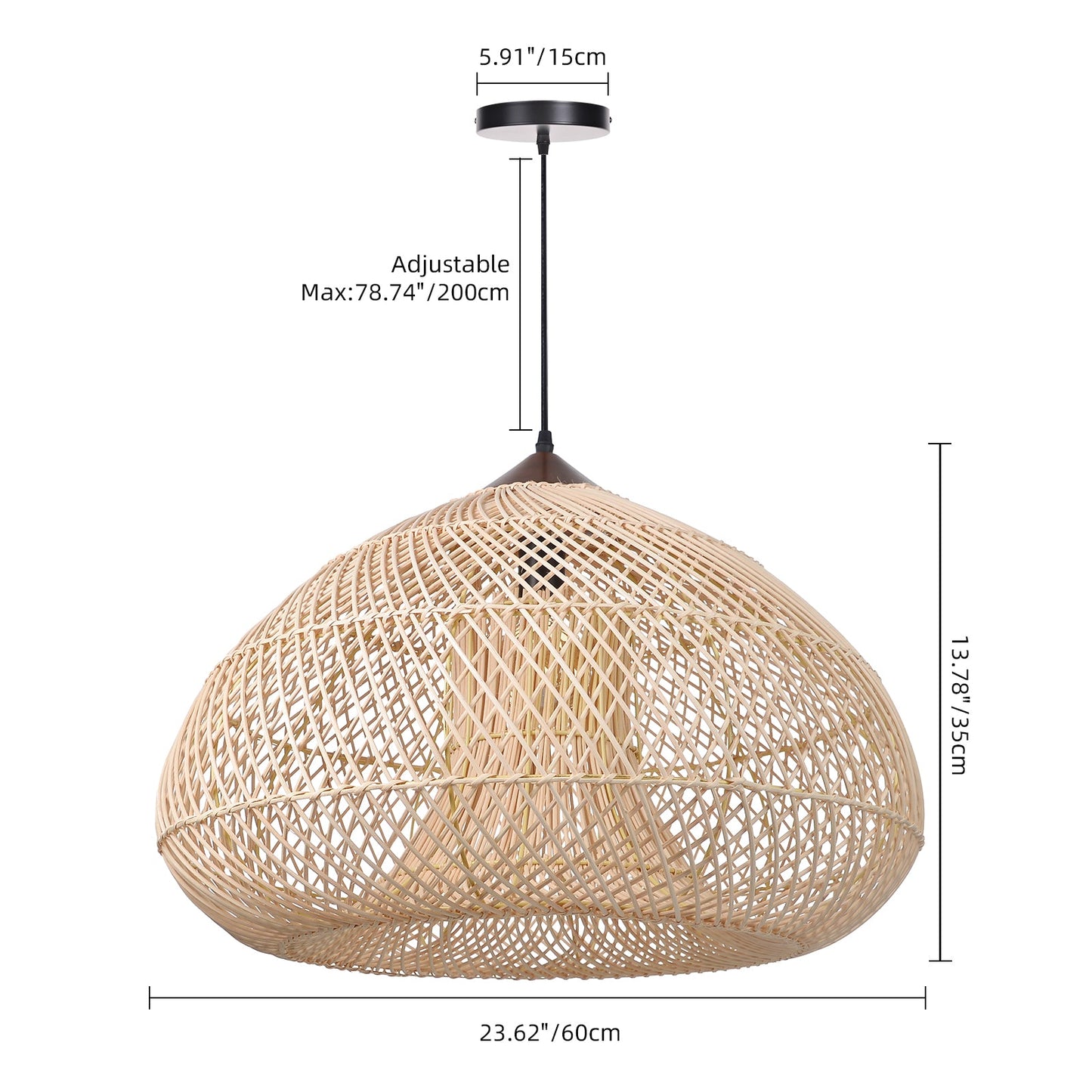Double-Layer Rattan Basket Chandelier