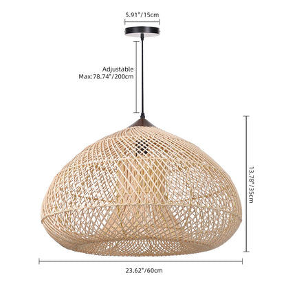 Double-Layer Rattan Basket Chandelier