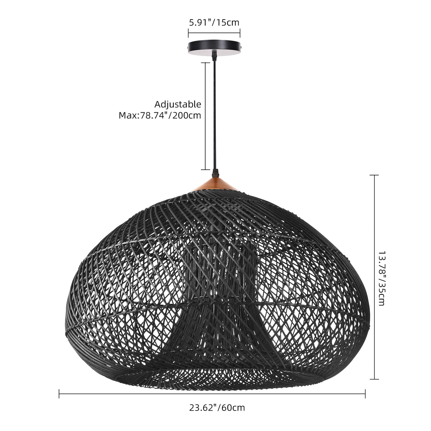 Double-Layer Rattan Basket Chandelier