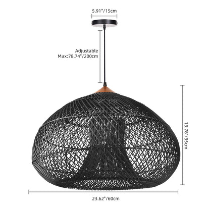 Double-Layer Rattan Basket Chandelier