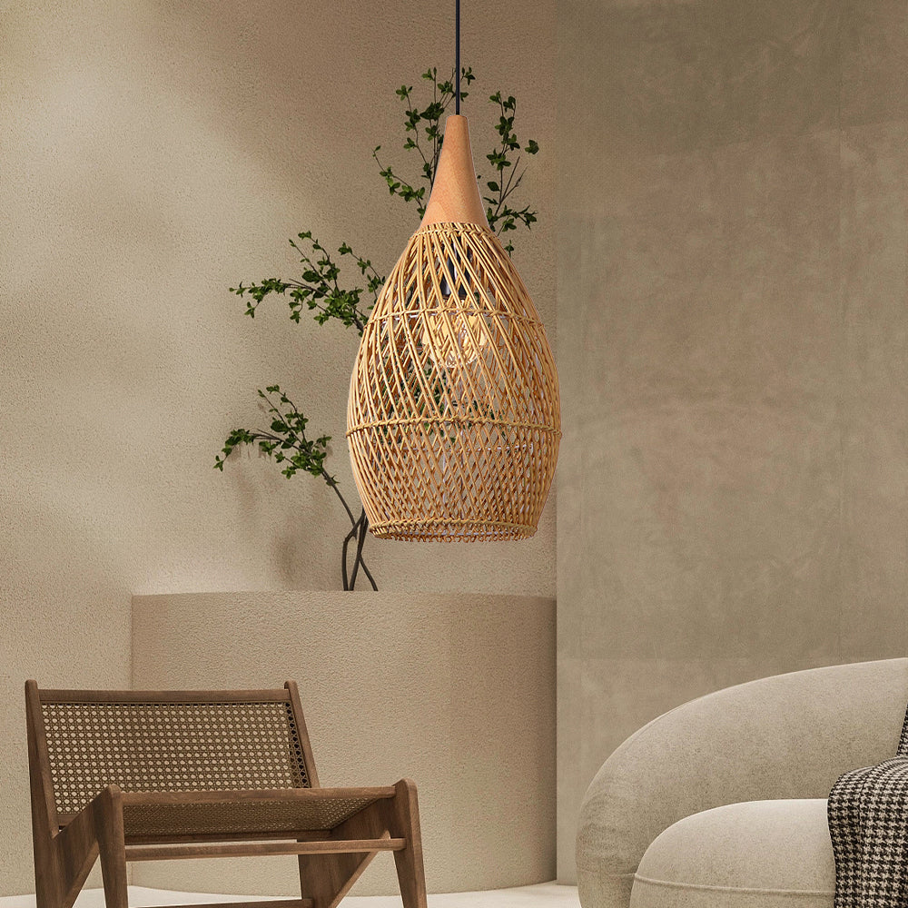 Wabi-Sabi Retro Rattan Pendant Light