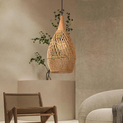 Wabi-Sabi Retro Rattan Pendant Light