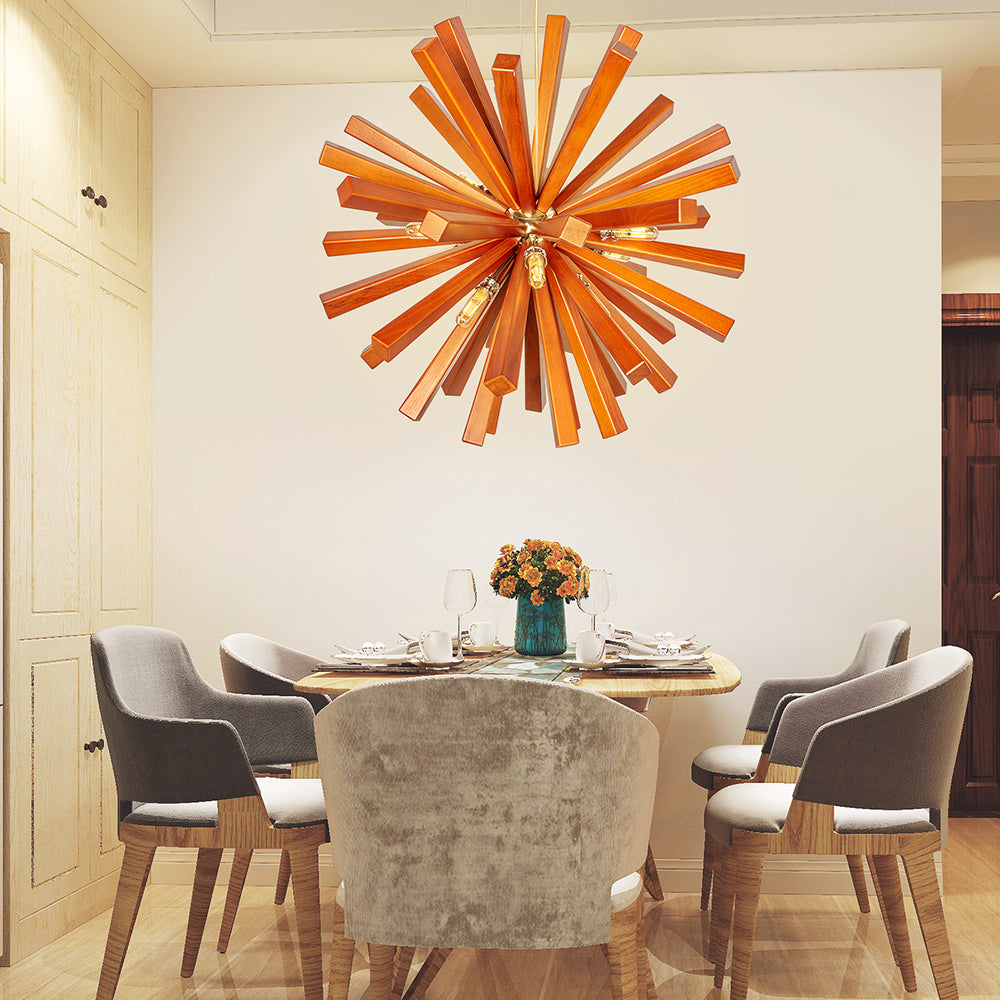 Solid Wood Starburst Chandelier