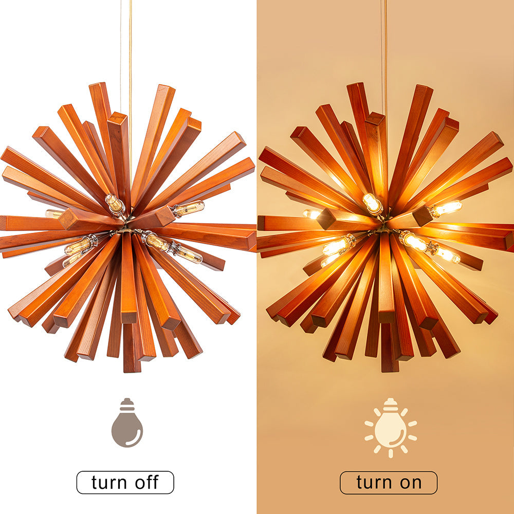 Solid Wood Starburst Chandelier